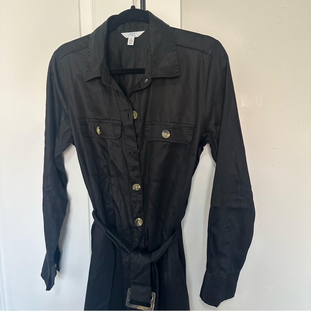 Time and Tru Classic Black Button-Up Dress